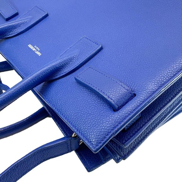 Yves Saint Laurent Sac De Jour Leather Shoulder Bag Blue - Picture 7 of 12